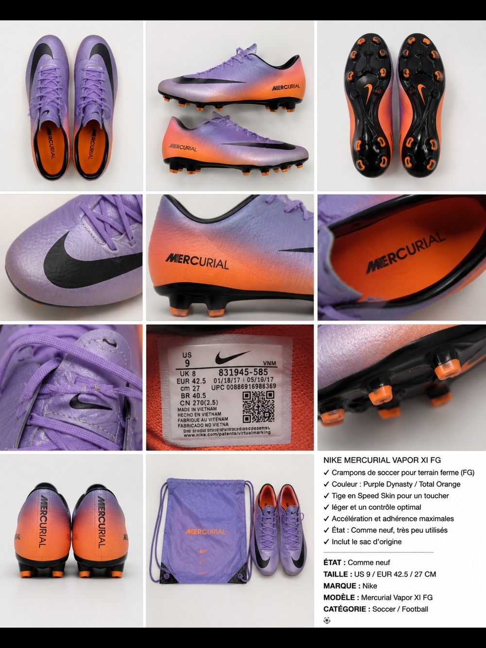 Nike Mercurial Vapor XI FG – Purple to Orange Fade